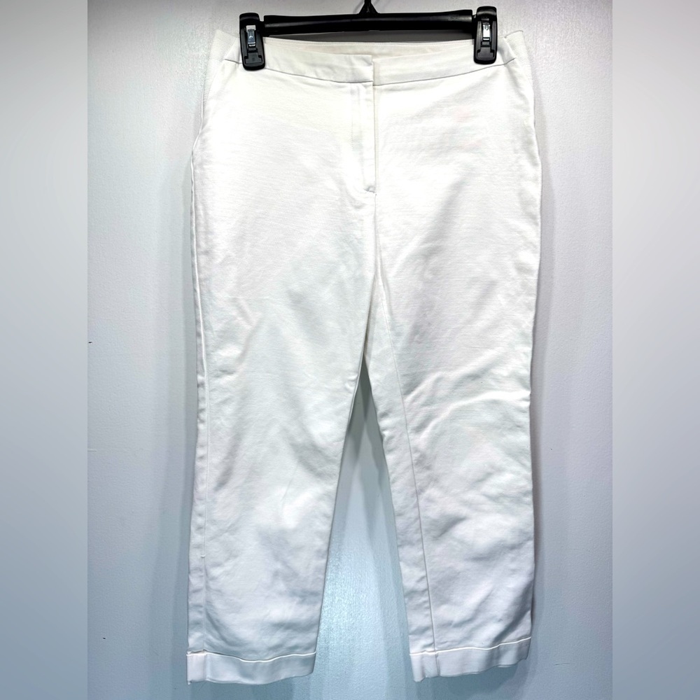 Chico’s White Capri Flat Front Pants Summer Clam Diggers Skimmers Cropped 00/2